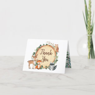 Woodland Forest Oh Boy Baby Shower Folded Thank You Card