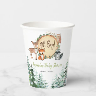 Woodland Forest Oh Boy Baby Shower Paper Cups