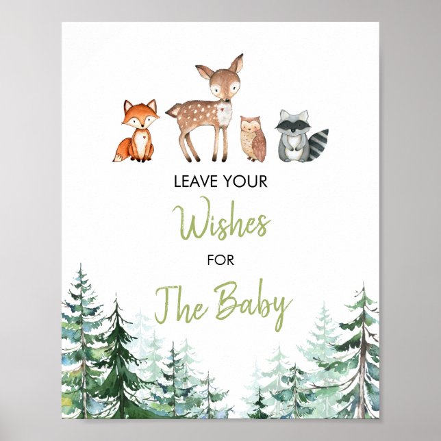 Woodland Forest Oh Boy Baby Shower Wishes for Baby Poster (Front)