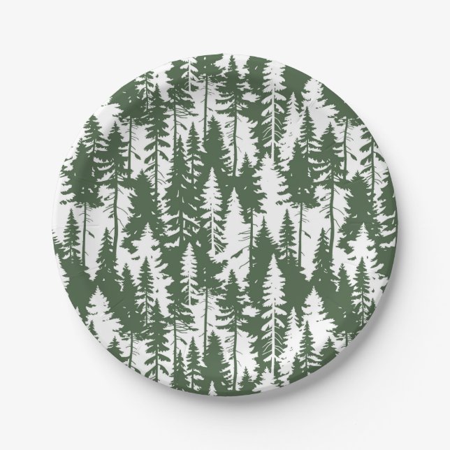 Woodland Forest Pattern Paper Plate (Front)