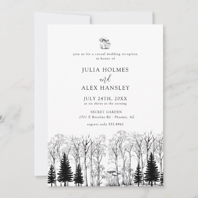 Woodland Forest Pine Tree | Rustic Casual Wedding Invitation (Front)