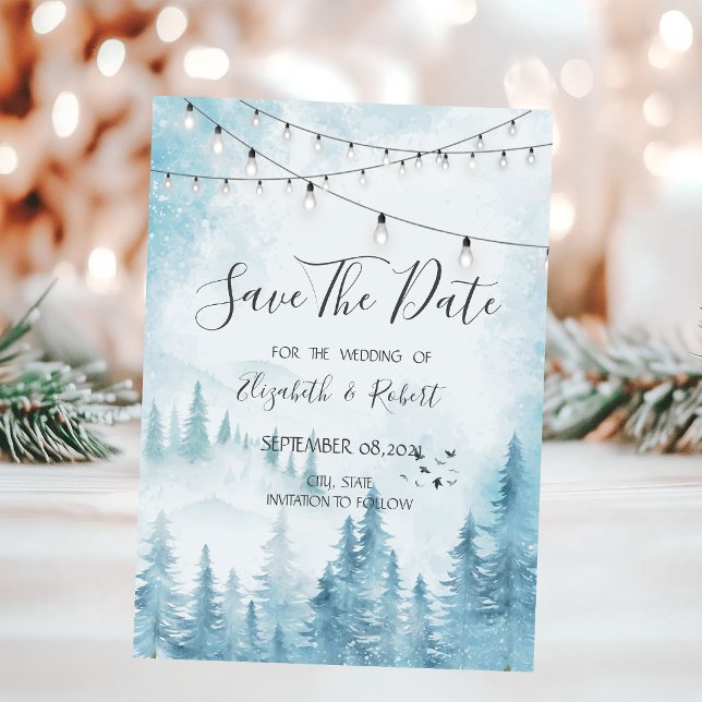 Woodland,Forest,Pine Trees  Lights Save The Date (Creator Uploaded)
