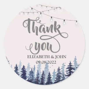 Woodland,Forest,Pine Trees Thank You Wedding Classic Round Sticker