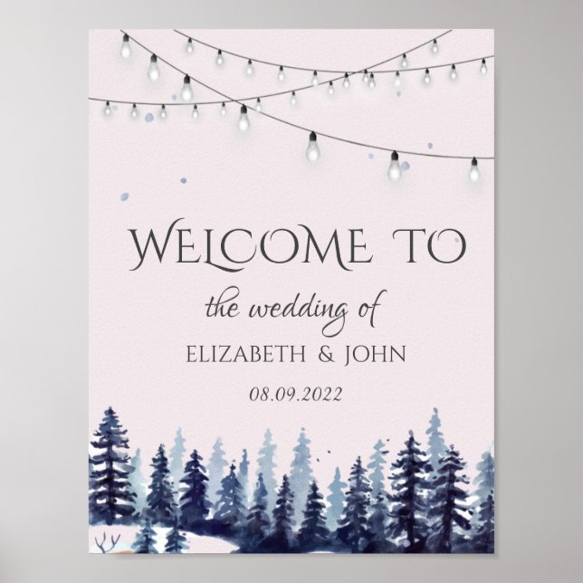 Woodland,Forest,Pine Trees Wedding Poster (Front)