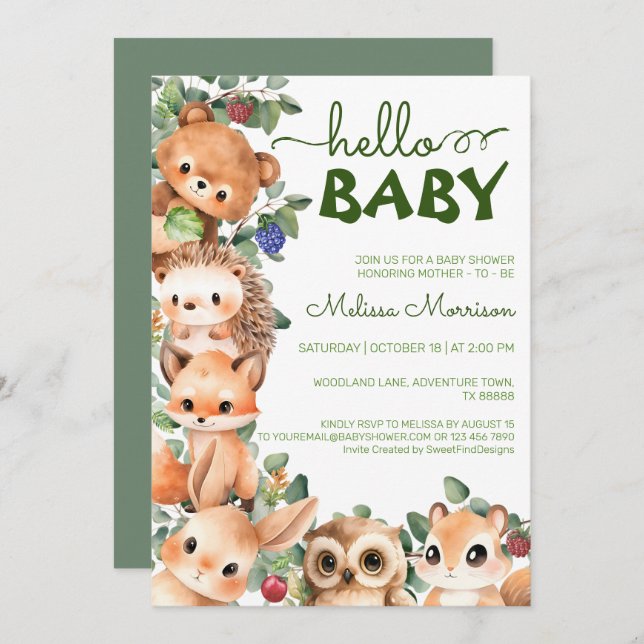 Woodland Forest Rustic Baby Boy Shower Invitation (Front/Back)