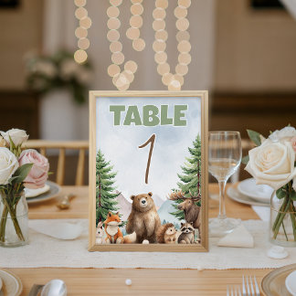 Woodland Forest Shower Table Numbers Sign