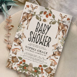 Woodland Forest Storybook Baby Shower Invitation<br><div class="desc">Woodland Forest Storybook Baby Shower Invitation Celebrate your new baby with this cute Woodland Baby Shower Invitation. Whether you're hosting a baby shower for a boy, girl, or keeping it gender-neutral, these enchanting invites bring the magic of the forest to your special event. Adorned with whimsical woodland creatures, delightful mushrooms,...</div>