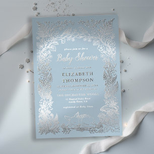 Woodland Forest Storybook Blue Winter Baby Shower