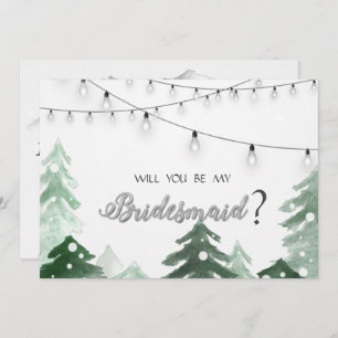 Woodland,Forest String Lights, Bridesmaid Card