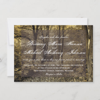 Woodland Forest Trees Rustic Wedding Invitations