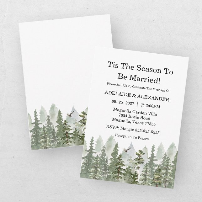 Woodland Forest Wedding Green Invitation (Creator Uploaded)