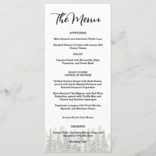Woodland Forest Wedding Green Menu