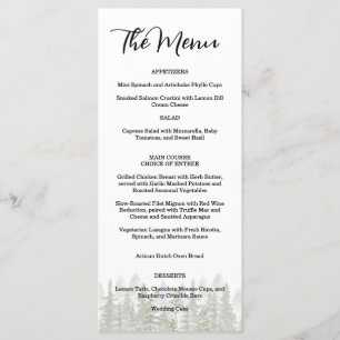 Woodland Forest Wedding Green Menu
