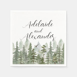 Woodland Forest Wedding Green Napkin
