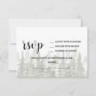 Woodland Forest Wedding Green RSVP Card