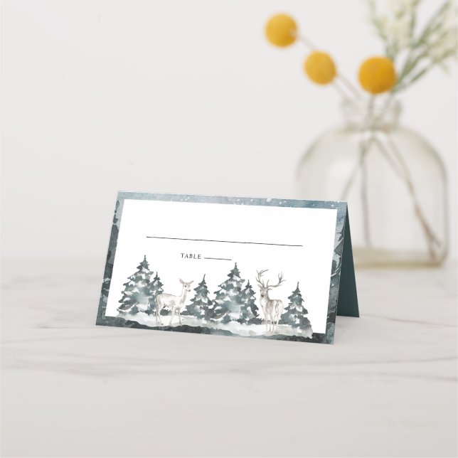 Woodland Forest with Deer Place Card (Front)