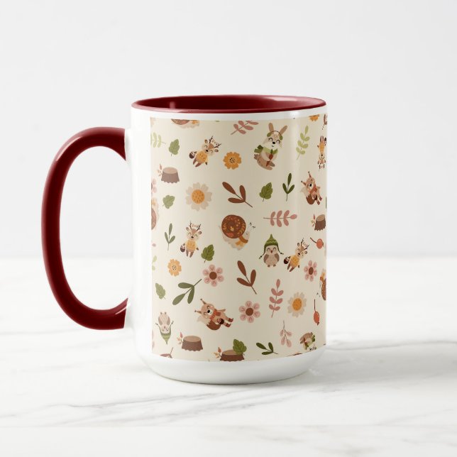 Woodland Fox Autumn Theme Neutral Mug (Left)