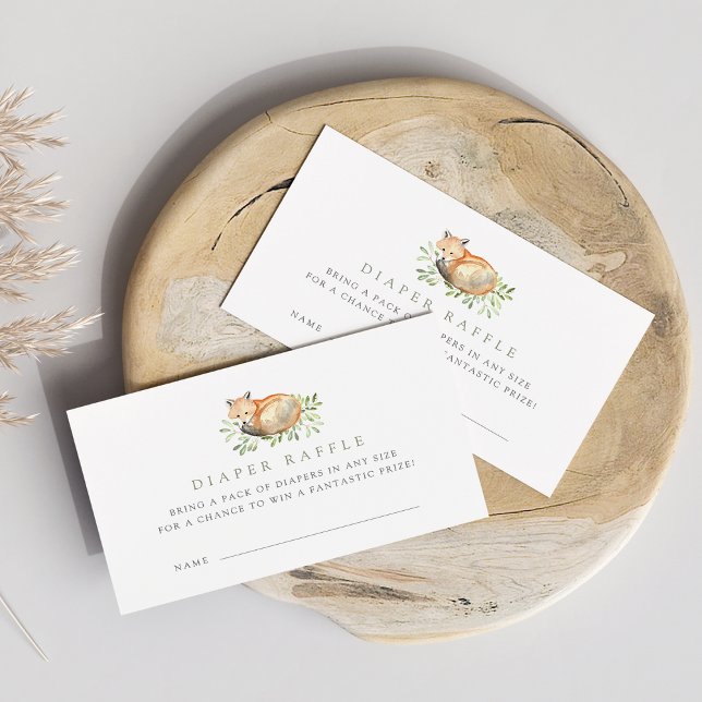 Woodland Fox Baby Shower Diaper Raffle Ticket Enclosure Card (Creator Uploaded)