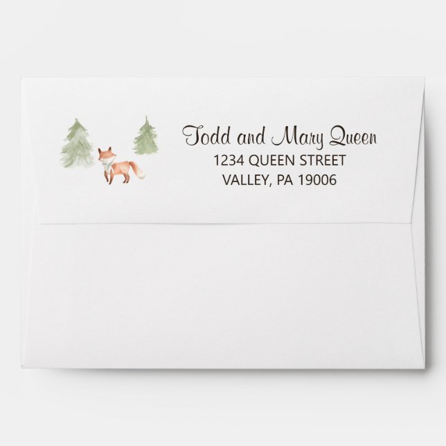 Woodland Fox Baby Shower Invitation Envelope (Back (Top Flap))