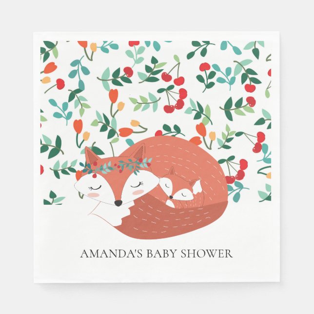Woodland Fox Baby Shower Paper Napkins (Front)