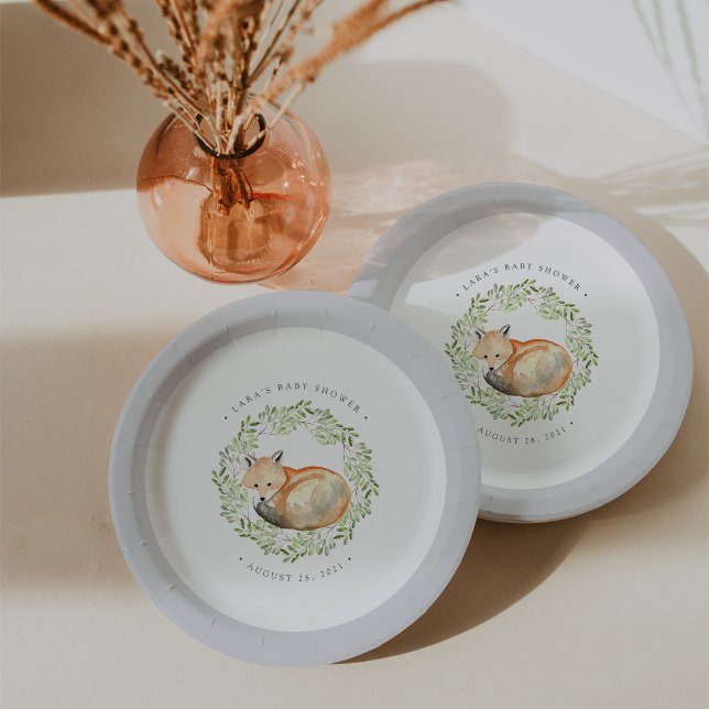 Woodland Fox Baby Shower Paper Plate (Creator Uploaded)