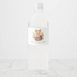 Woodland Fox Baby Shower Personalized Water Bottle Label