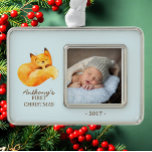 Woodland Fox Baby's 1st Christmas Photo Ornament<br><div class="desc">Cute woodland fox for a baby boys first christmas. Matching items available in our shop.</div>