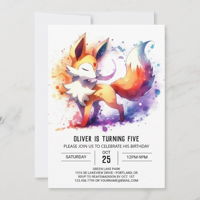 Woodland Fox Birthday Invitation (Front)