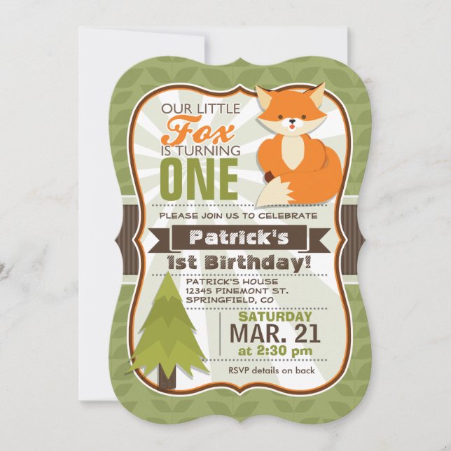 Woodland Fox Birthday Party Invitation (Front)