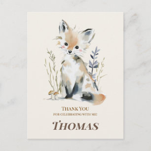 Woodland Fox Birthday Thank You Card