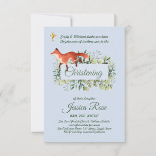 Woodland Fox Boys Christening Invites Baptism 