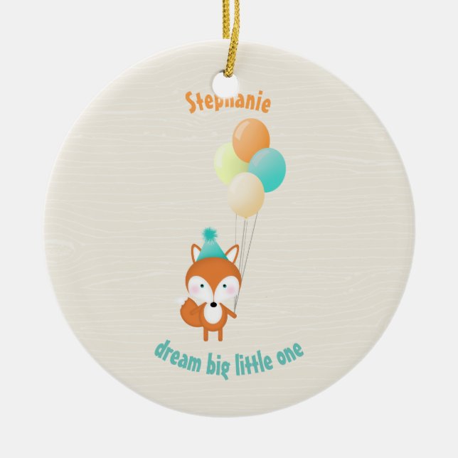 Woodland Fox Ceramic Tree Decoration (Front)