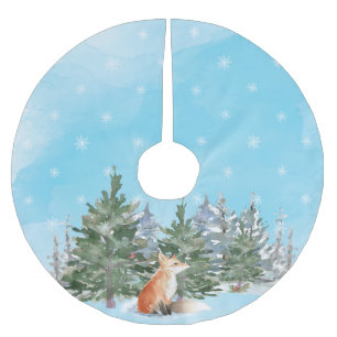 Woodland Fox Christmas Brushed Polyester Tree Skirt