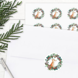 Woodland Fox Christmas Classic Round Sticker