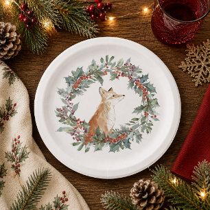 Woodland Fox Christmas Paper Plate