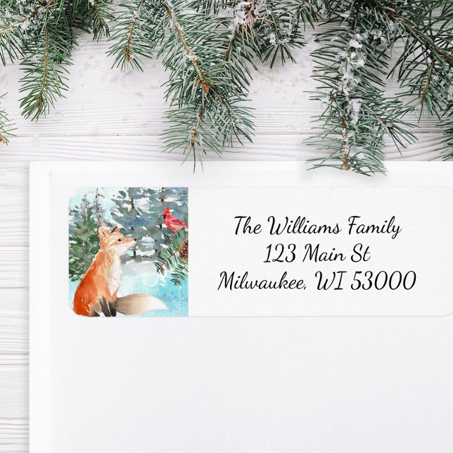 Woodland Fox Christmas Return Address (Woodland Fox Return Address Label)