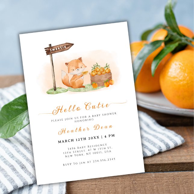 Woodland Fox Citrus Orange Farm Baby Shower Invitation (Woodland Fox Citrus Orange Farm Baby Shower Invitation)