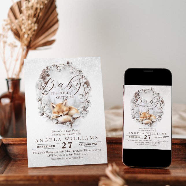 Woodland Fox Cold outside Winter Baby Shower Invitation (Creator Uploaded)