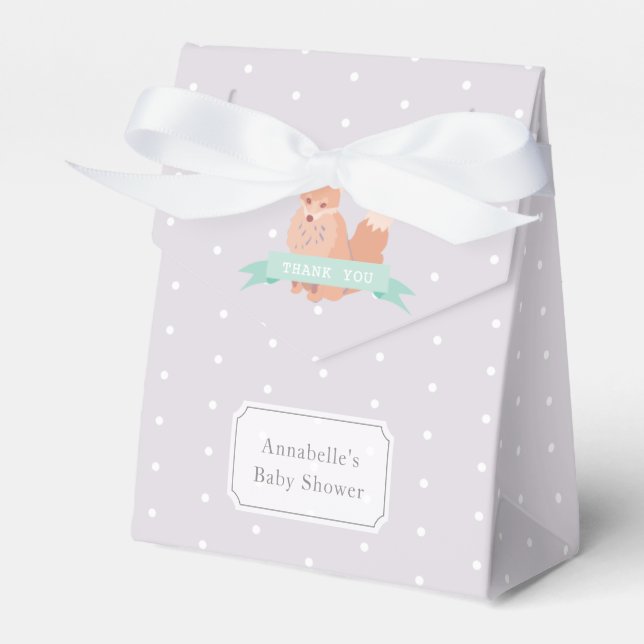 Woodland Fox Colour Editable Baby Shower Gift Box (Front Side)