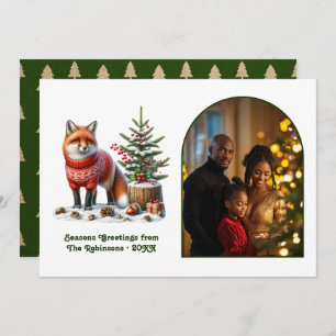 Woodland Fox Cozy Forest Christmas Magic Photo Holiday Card