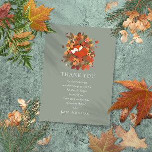 Woodland Fox Cub Baby Shower Thank You Poem Card