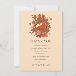 Woodland Fox Cub Baby Shower Thank You Poem Card