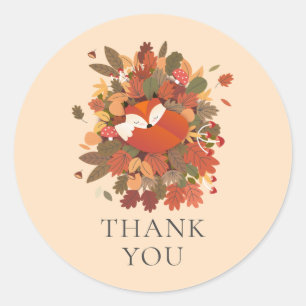 Woodland Fox Cub Thank You Classic Round Sticker