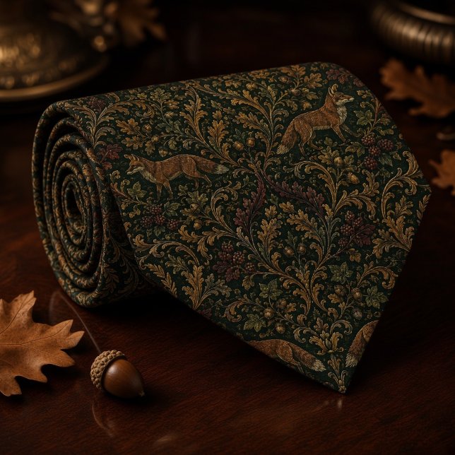 Woodland Fox Damask Tapestry Tie (Creator Uploaded)