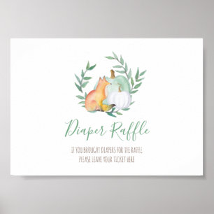 Woodland Fox Diaper Raffle Baby Shower Sign