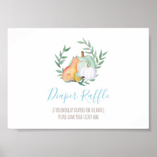 Woodland Fox Diaper Raffle Sign – Fall Shower