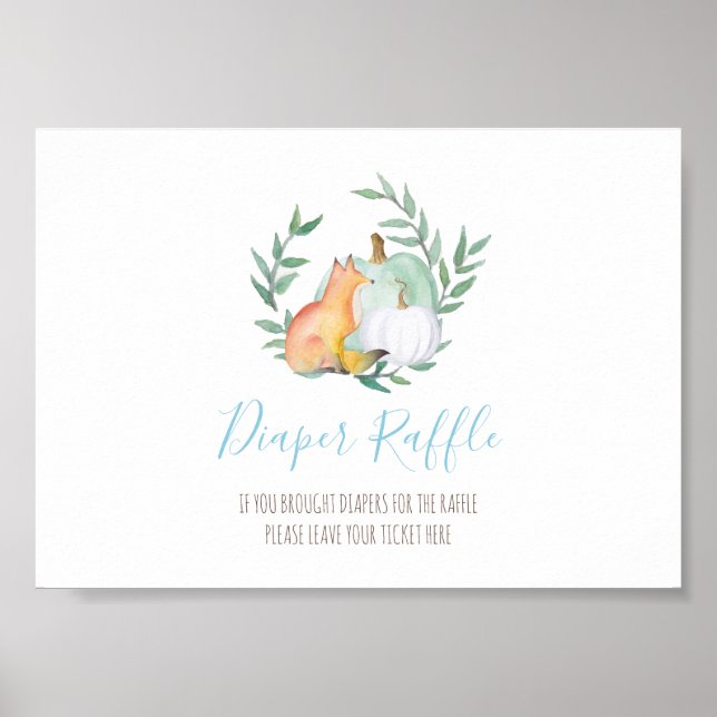 Woodland Fox Diaper Raffle Sign – Fall Shower (Front)