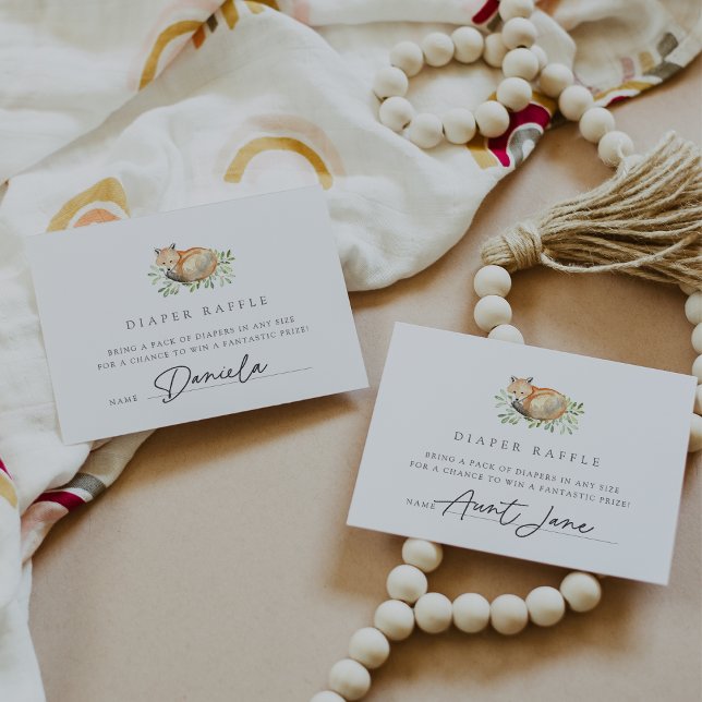 Woodland Fox Diaper Raffle Ticket Cards (Creator Uploaded)