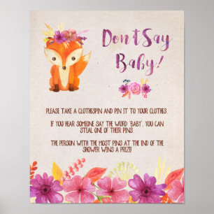 Woodland Fox Don't Say Baby Game Poster