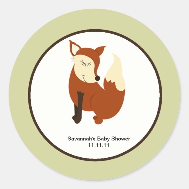 Woodland Fox Favour Stickers 3-inch (Front)